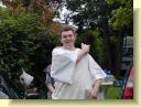 Iachimo shows that putting on a toga isn't as easy as you might think.